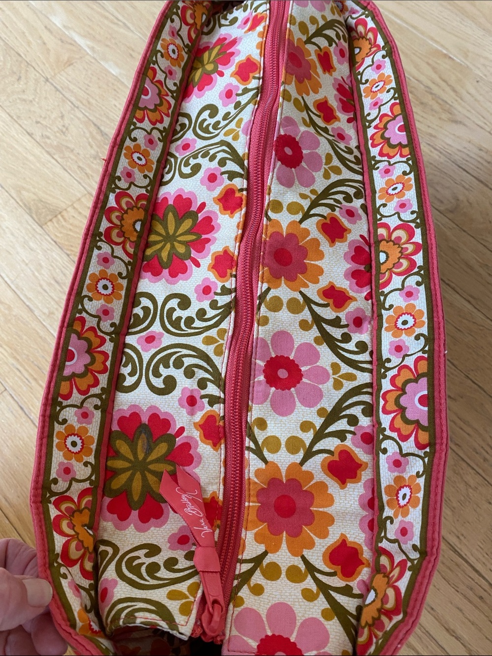 Vera Bradley Quilted Floral Tote in Pink, Orange & Olive - Picture 6 of 10